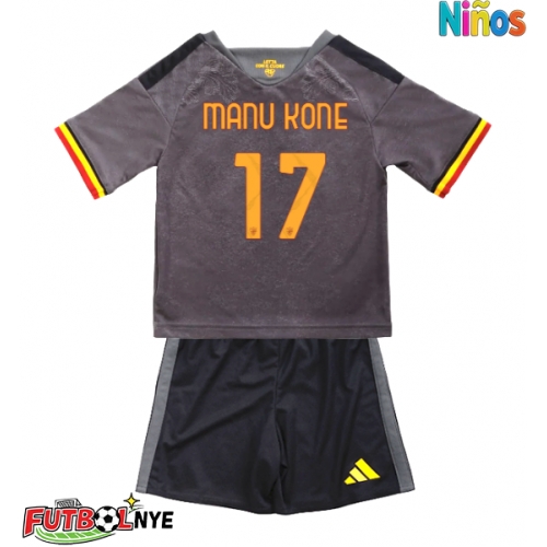 Camiseta AS Roma Manu Kone #17 Tercera Equipación para niños 2026-27 manga corta (+ pantalones cortos)